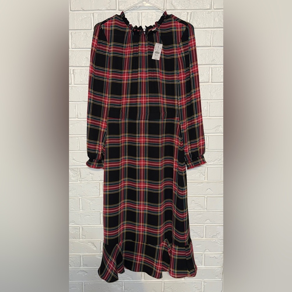 J. Crew Red and Black Plaid Long Sleeve Dress